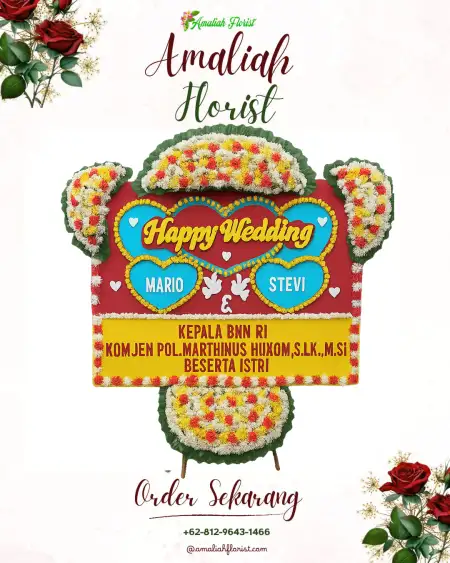 Papan Bunga Pernikahan Saka Tiga